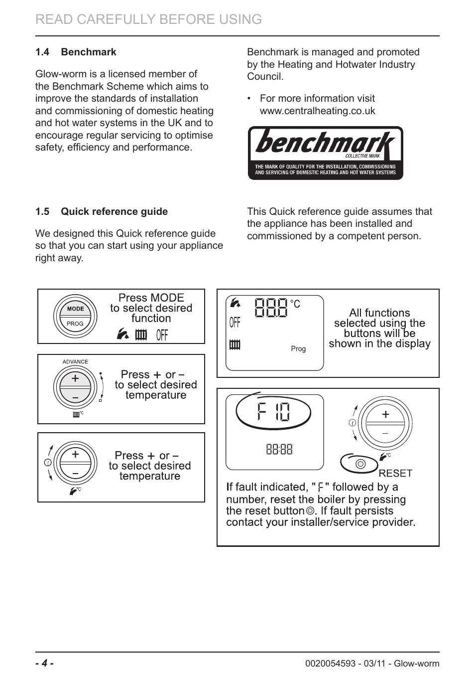 Read carefully before using | Glow-worm Ultrapower sxi User Manual | Page 4 / 24