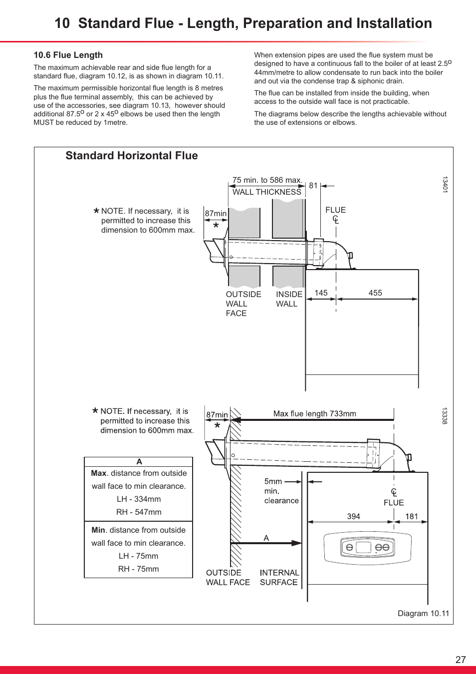 Standard horizontal flue | Glow-worm Ultrapower sxi Range User Manual | Page 27 / 72