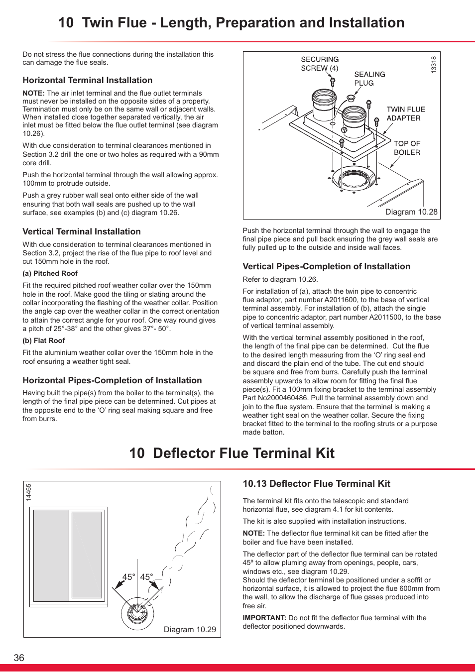 10 deflector flue terminal kit, 13 deflector flue terminal kit | Glow-worm Ultrapower sxi Range User Manual | Page 36 / 72