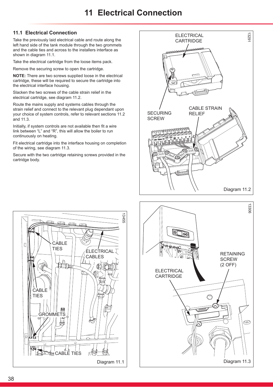 11 electrical connection | Glow-worm Ultrapower sxi Range User Manual | Page 38 / 72