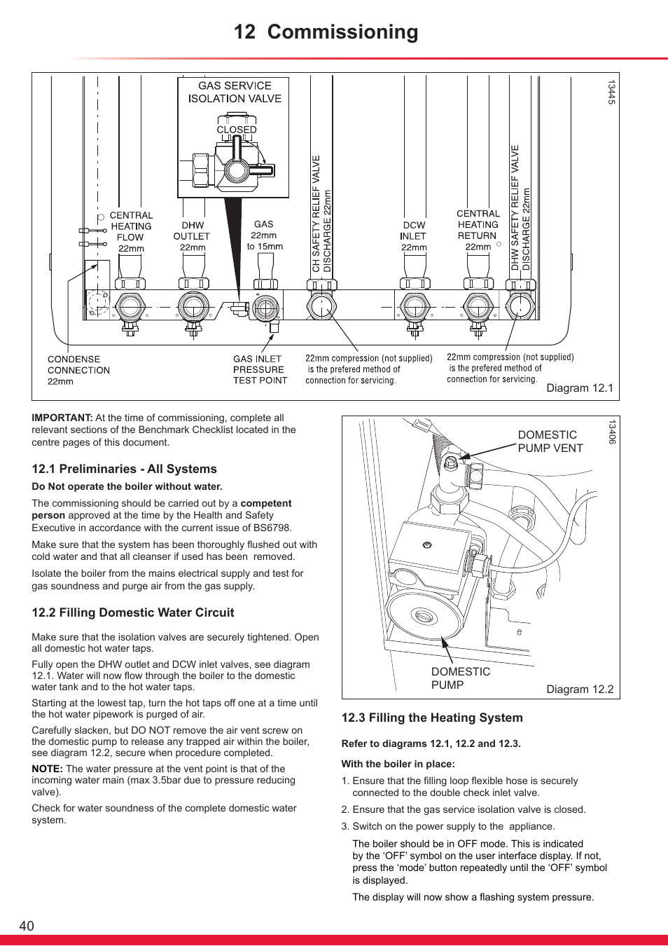 12 commissioning | Glow-worm Ultrapower sxi Range User Manual | Page 40 / 72