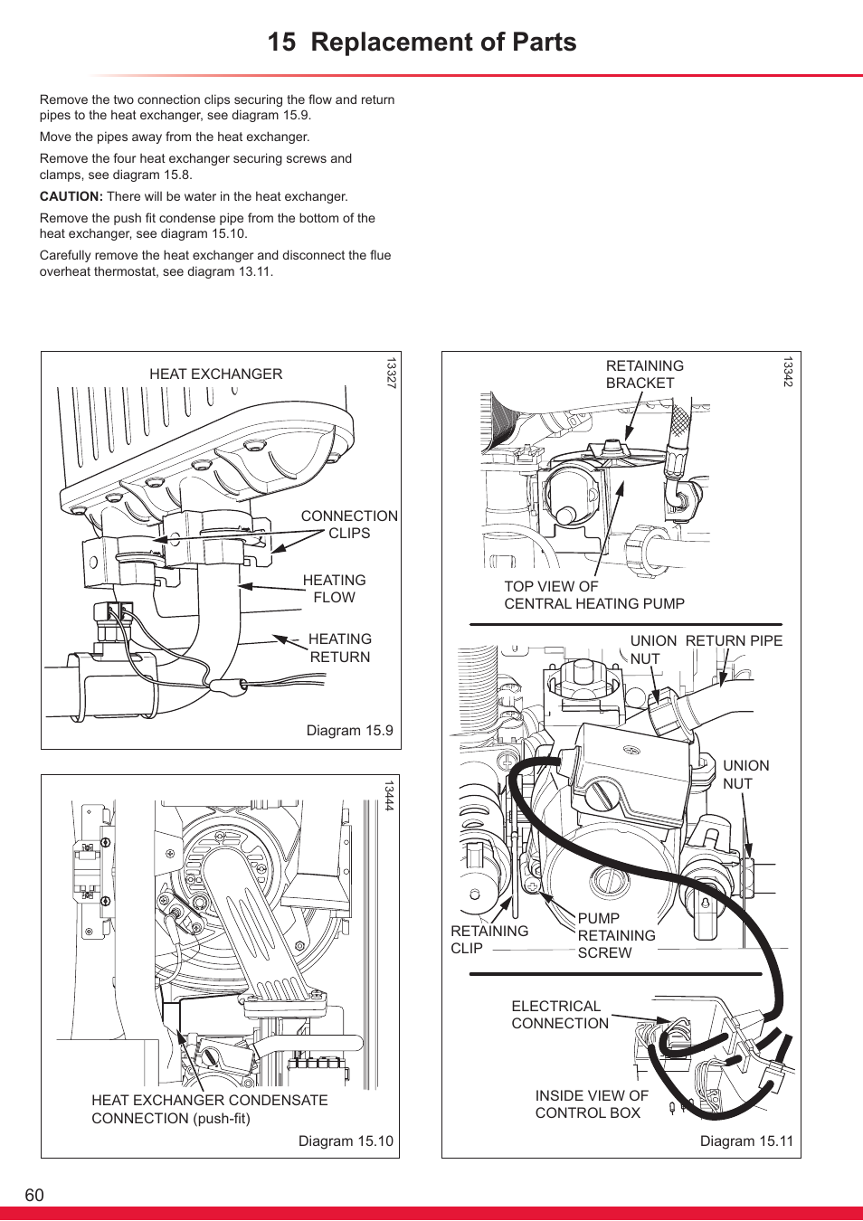 15 replacement of parts | Glow-worm Ultrapower sxi Range User Manual | Page 60 / 72