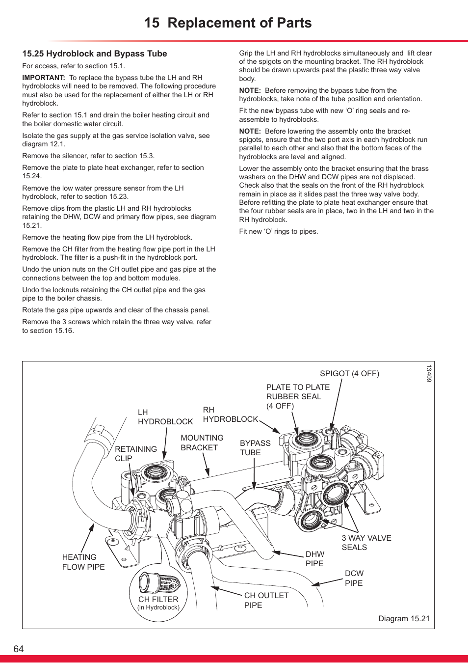 15 replacement of parts | Glow-worm Ultrapower sxi Range User Manual | Page 64 / 72