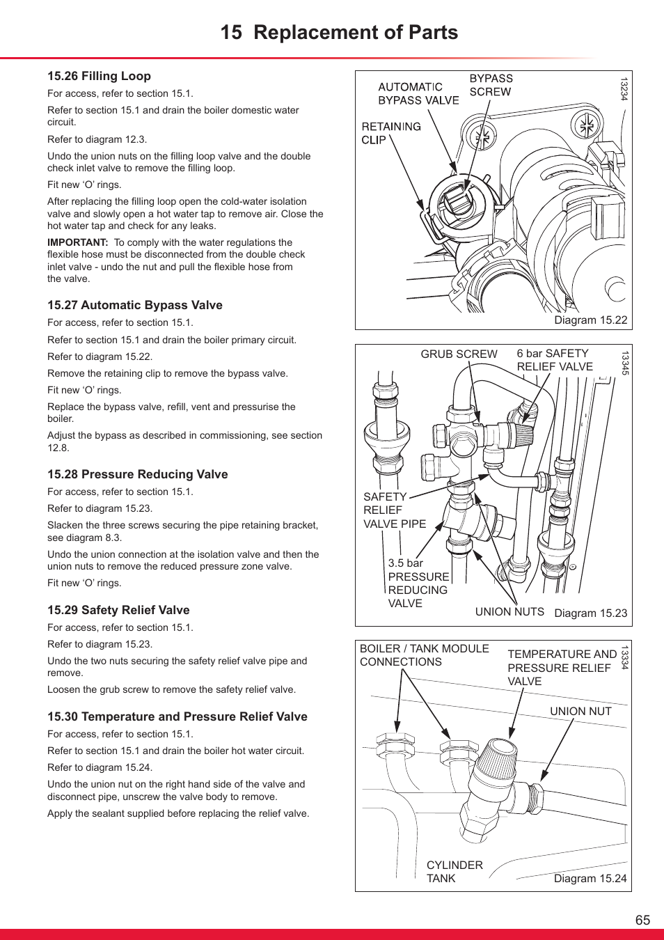 15 replacement of parts | Glow-worm Ultrapower sxi Range User Manual | Page 65 / 72