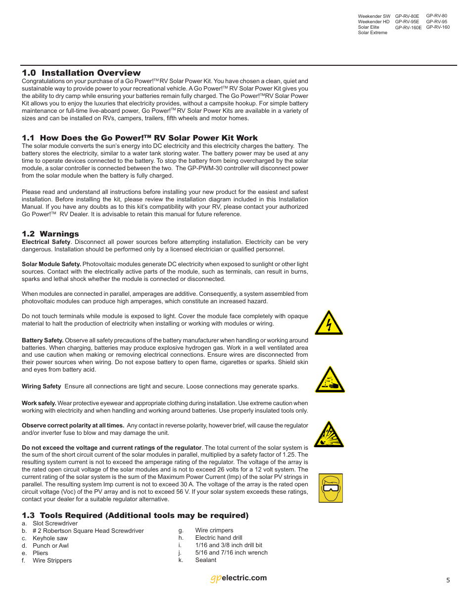0 installation overview | Go Power! Solar Extreme User Manual | Page 5 / 16