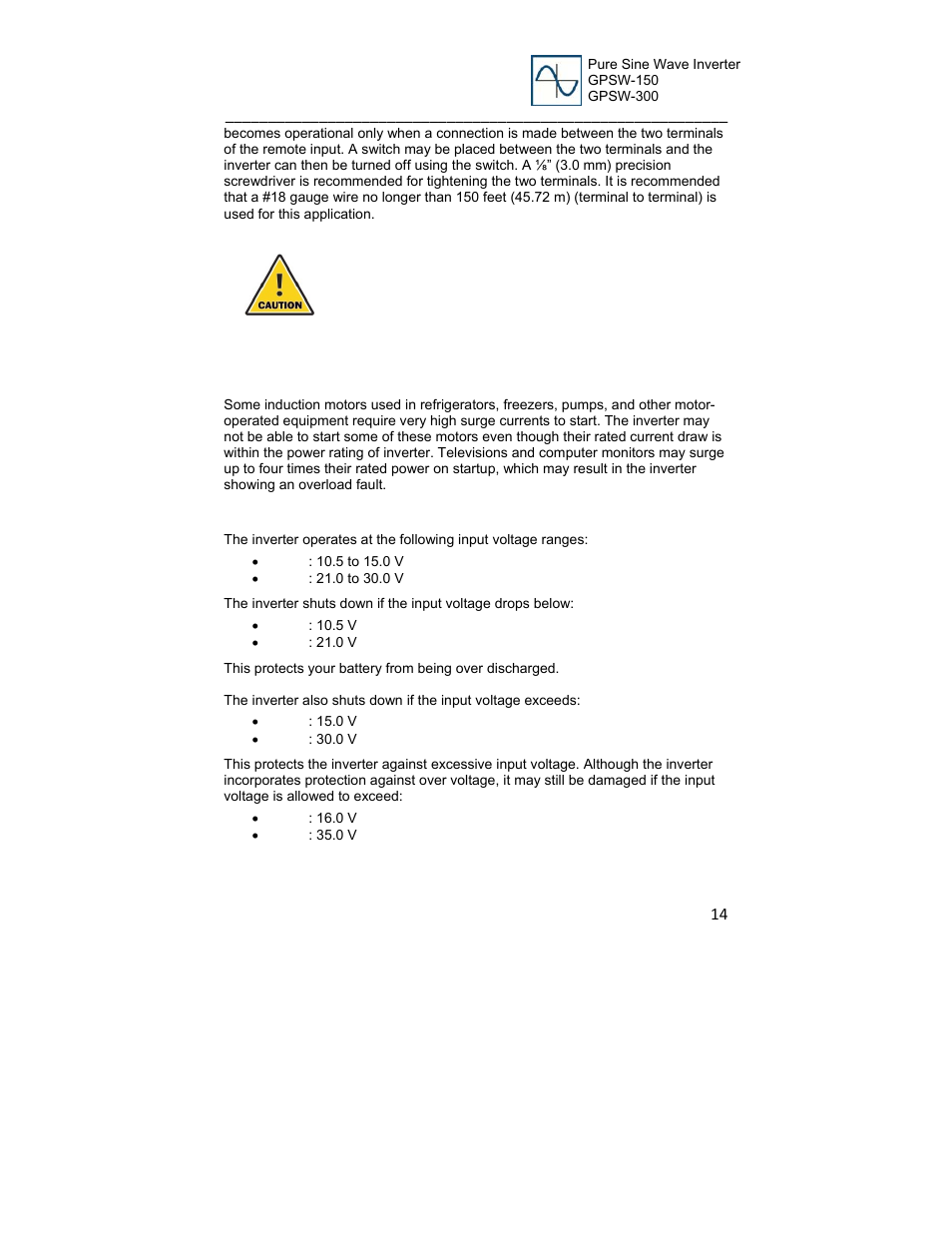 Go Power! GP-SW300 User Manual | Page 14 / 20