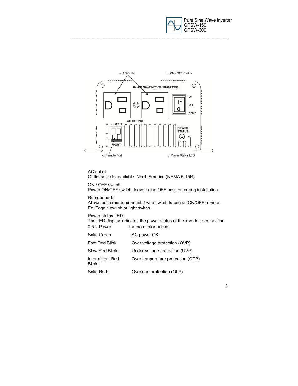 Go Power! GP-SW300 User Manual | Page 5 / 20