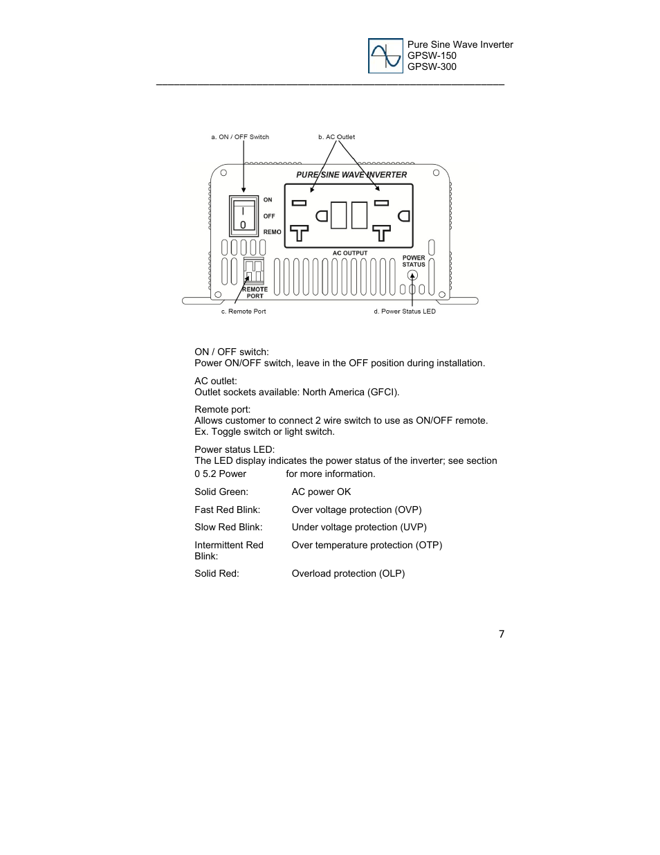 Go Power! GP-SW300 User Manual | Page 7 / 20