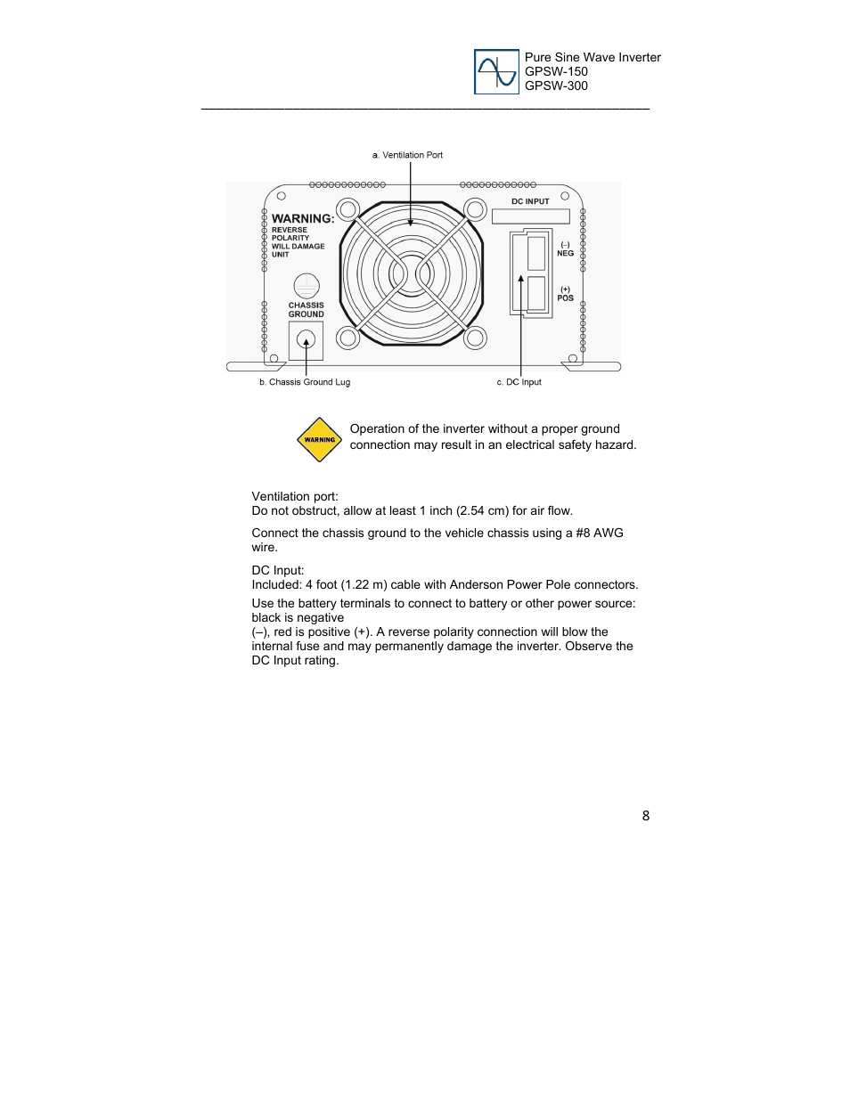 Go Power! GP-SW300 User Manual | Page 8 / 20