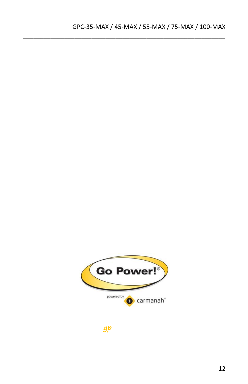Go Power! GPC-35-MAX/ User Manual | Page 12 / 12