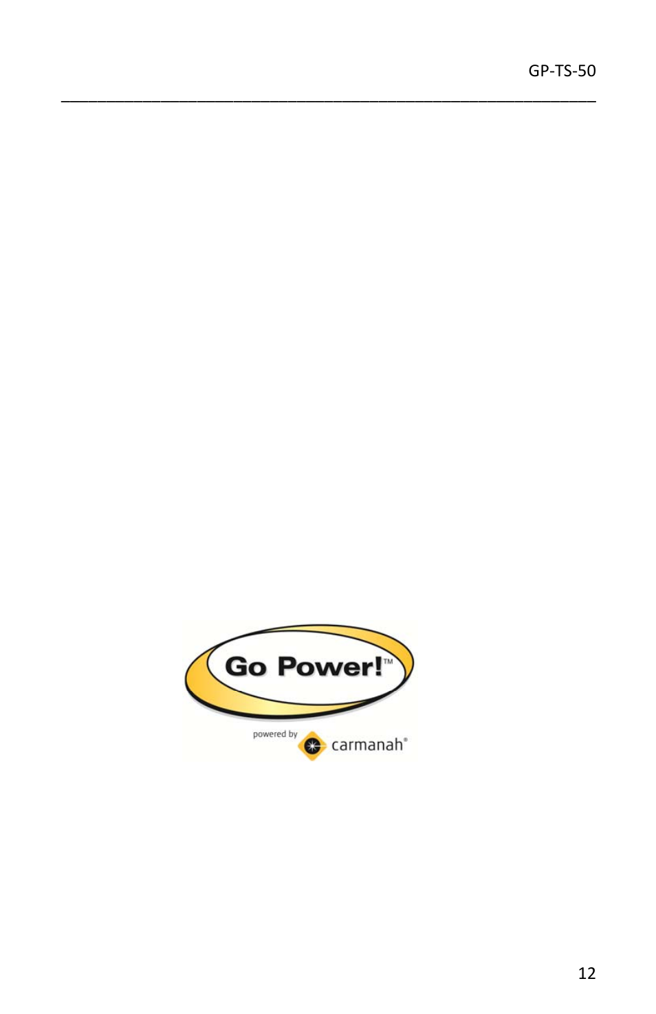 Go Power! TS-50 User Manual | Page 12 / 12