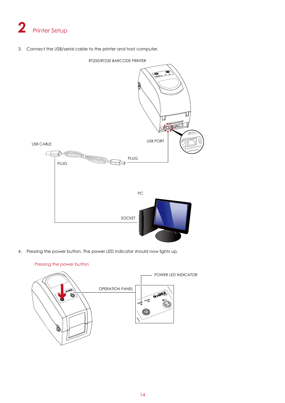 Printer setup | GoDEX RT200 series User Manual | Page 18 / 52
