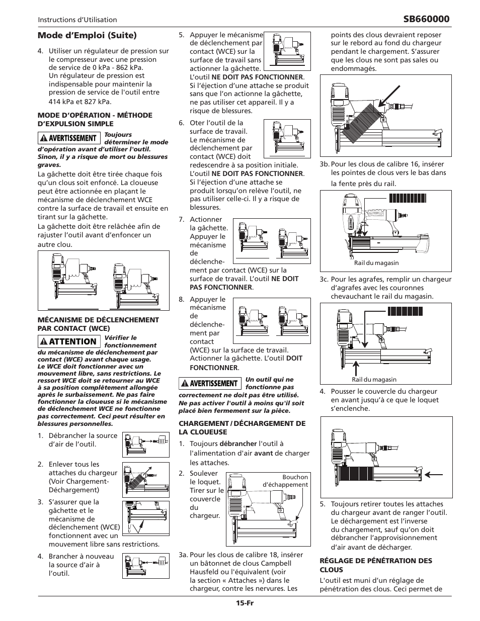 Mode d’emploi (suite) | Campbell Hausfeld IN734600AV User Manual | Page 15 / 32