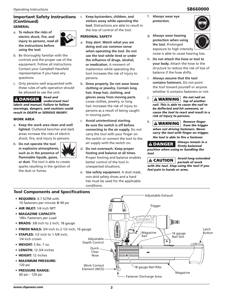 Campbell Hausfeld IN734600AV User Manual | Page 2 / 32