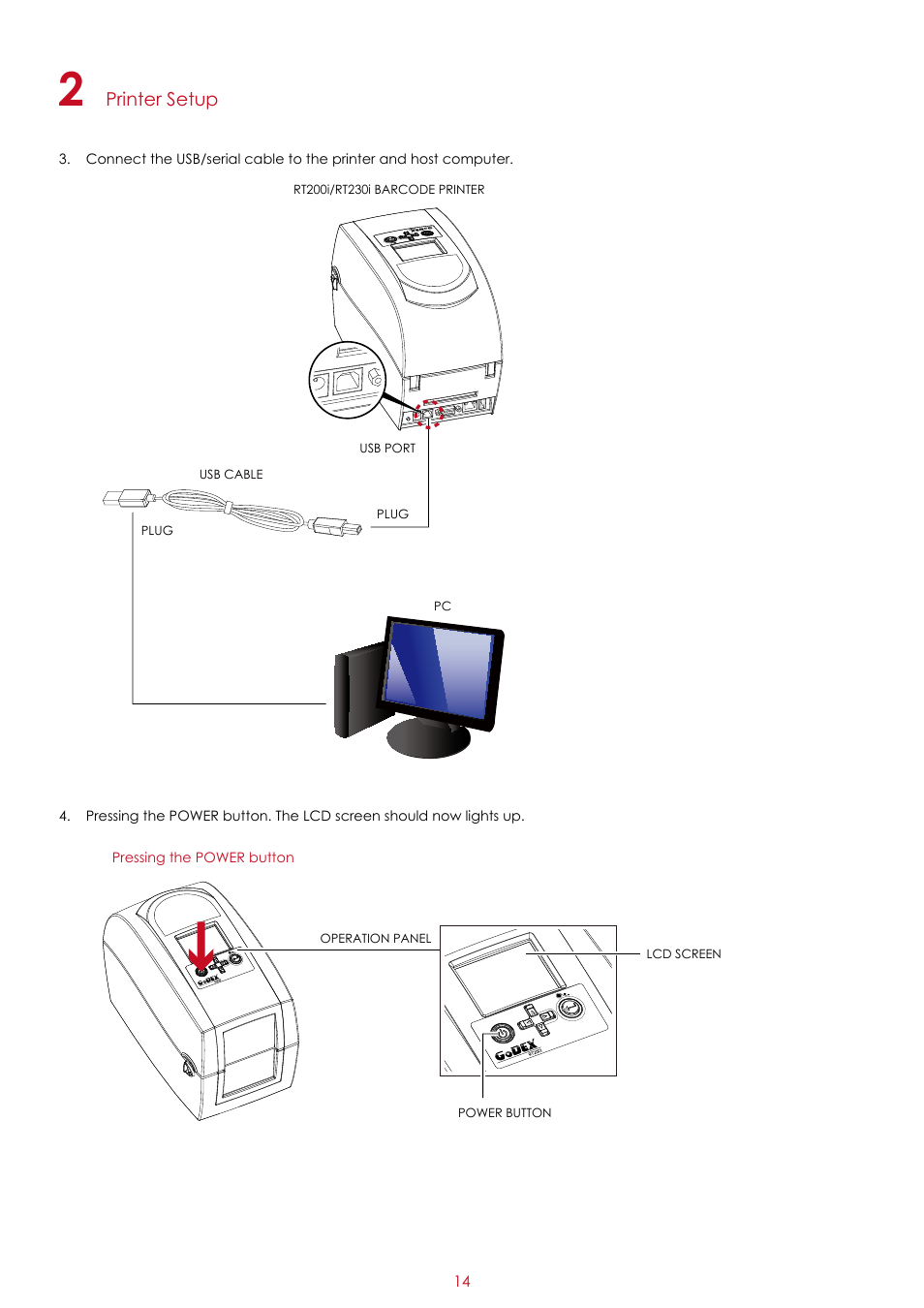 Printer setup | GoDEX RT200i series User Manual | Page 18 / 69
