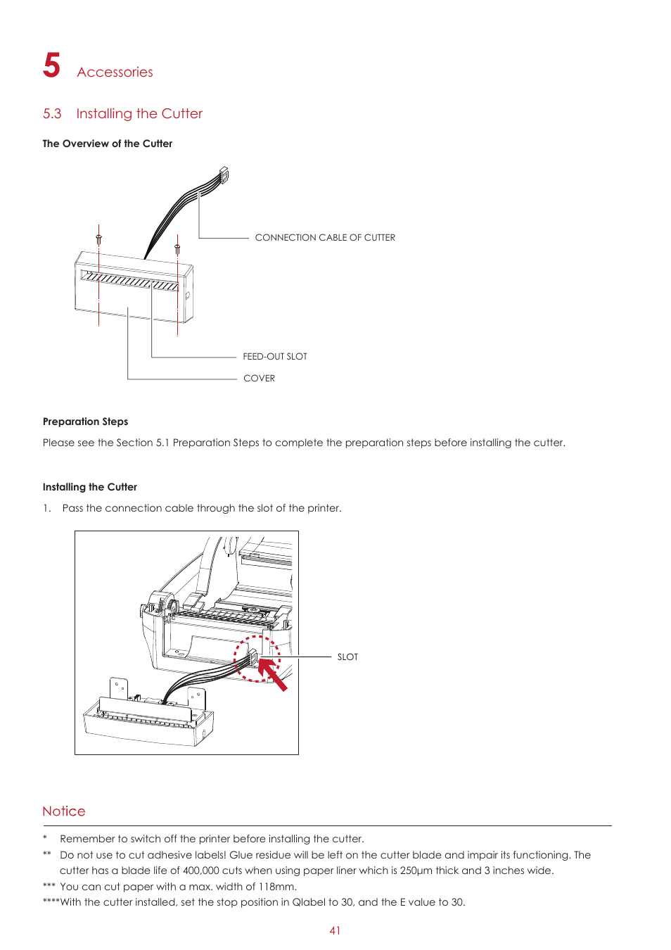 Accessories 5.3 installing the cutter | GoDEX RT700 series User Manual | Page 45 / 52