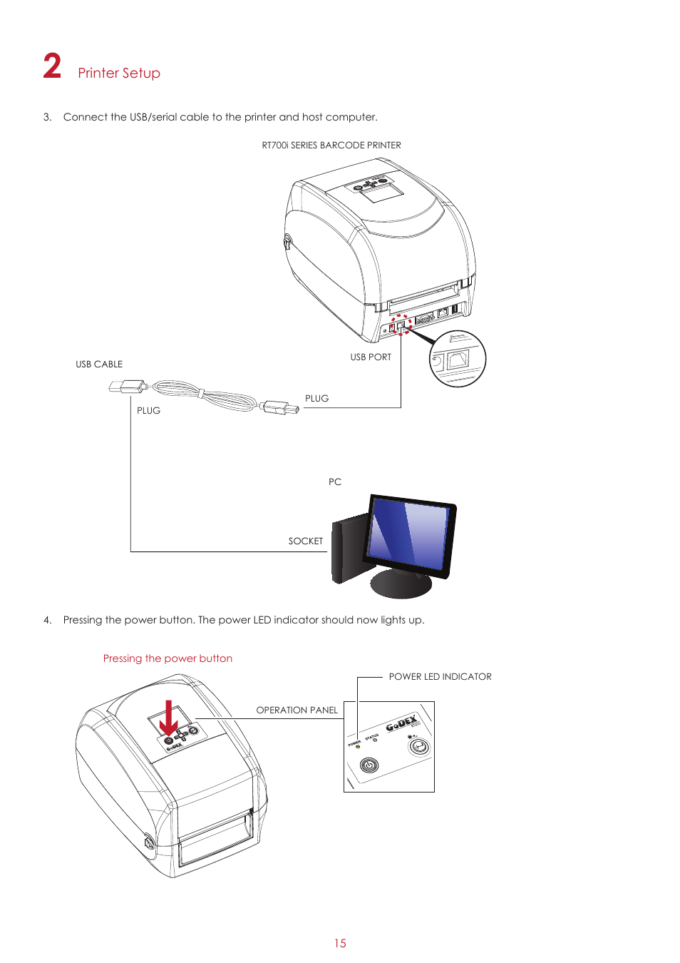 Printer setup | GoDEX RT700iW series User Manual | Page 19 / 79