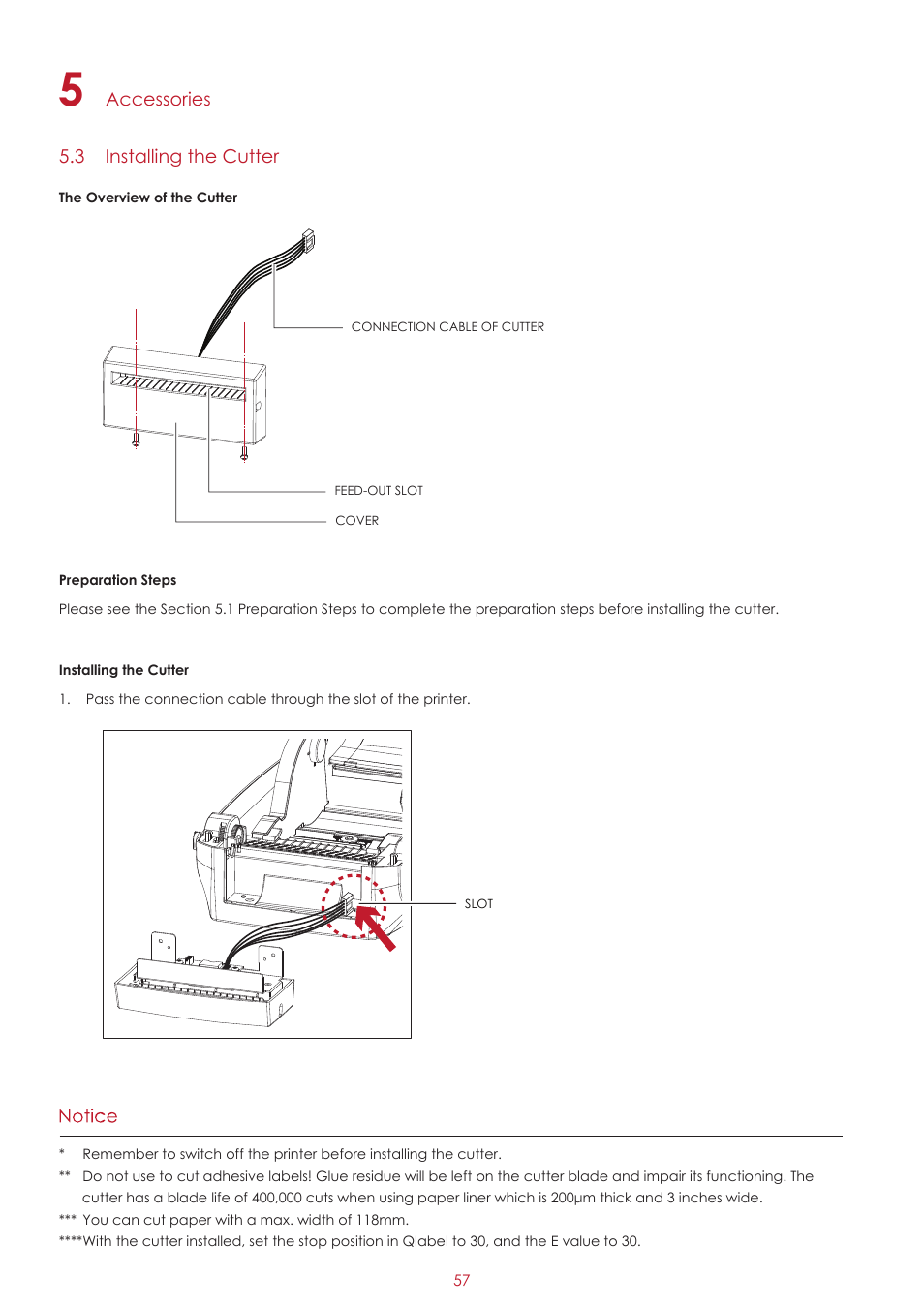 Accessories 5.3 installing the cutter | GoDEX RT700iW series User Manual | Page 61 / 79