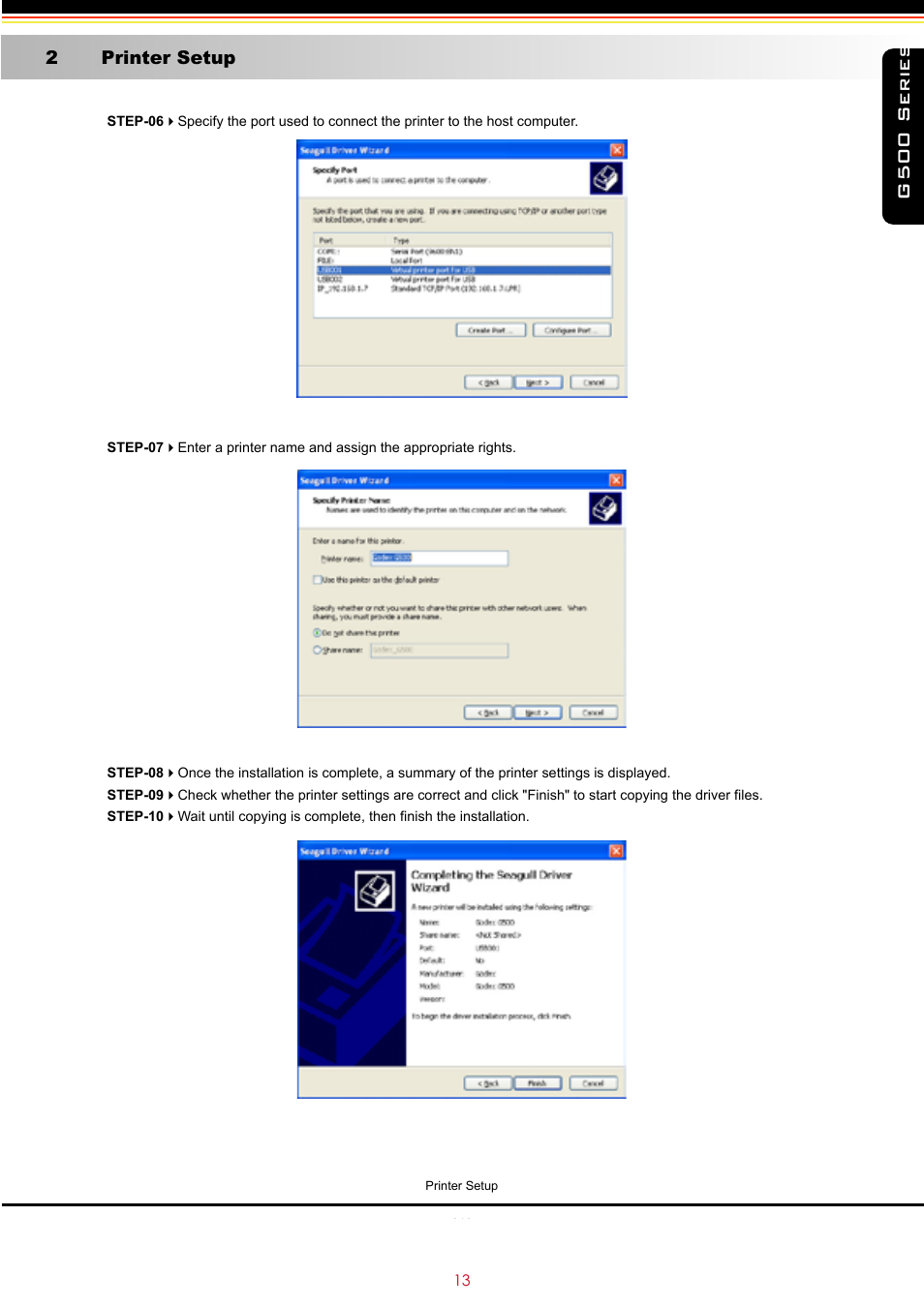 G500 series, 2 printer setup | GoDEX G500 series User Manual | Page 17 / 45