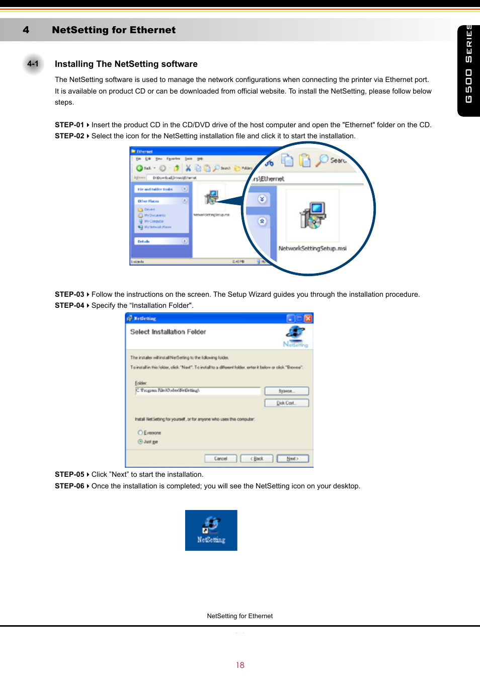 G500 series, 4 netsetting for ethernet | GoDEX G500 series User Manual | Page 22 / 45