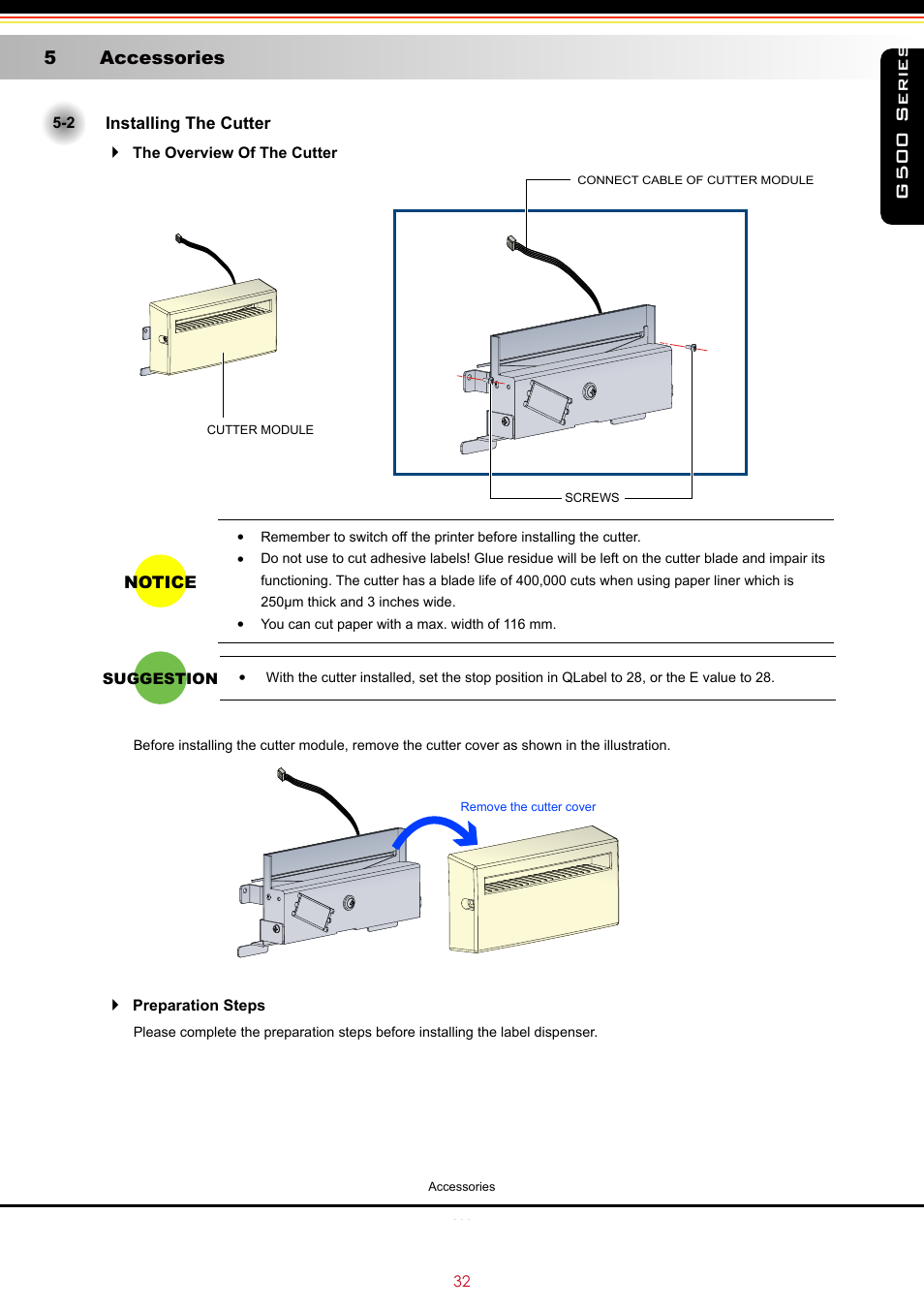 G500 series, 5 accessories | GoDEX G500 series User Manual | Page 36 / 45