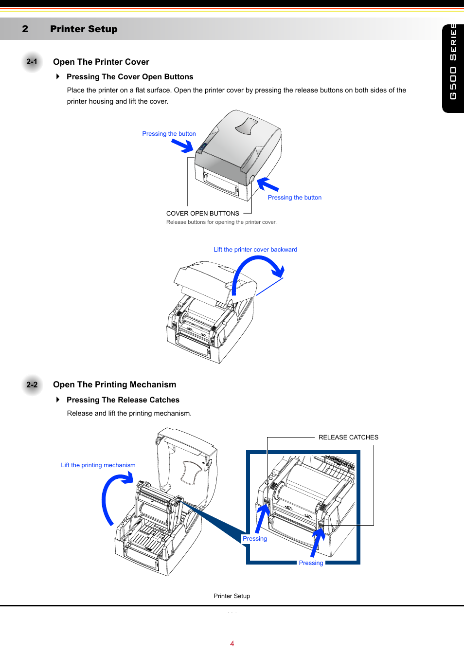 G500 series, 2 printer setup | GoDEX G500 series User Manual | Page 8 / 45