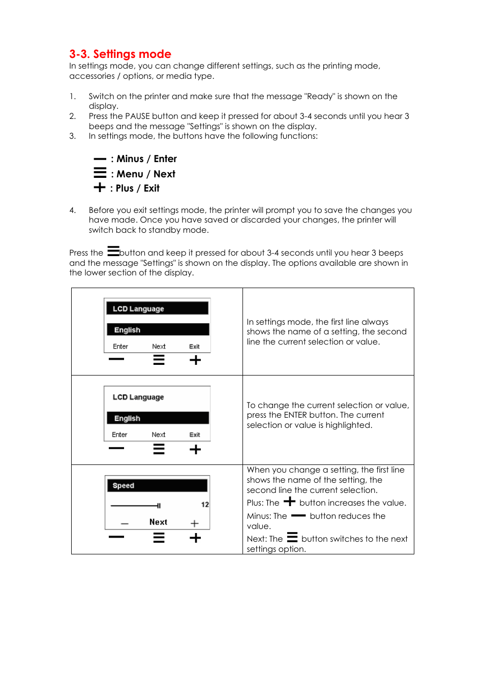 3. settings mode | GoDEX EZPi1000 series User Manual | Page 20 / 46