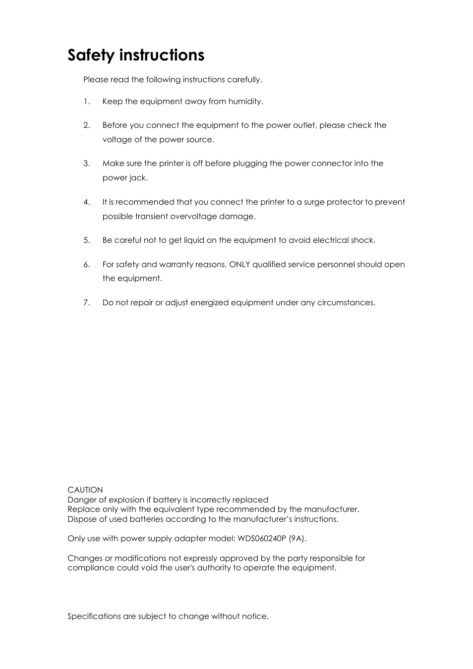 Safety instructions | GoDEX EZPi1000 series User Manual | Page 3 / 46