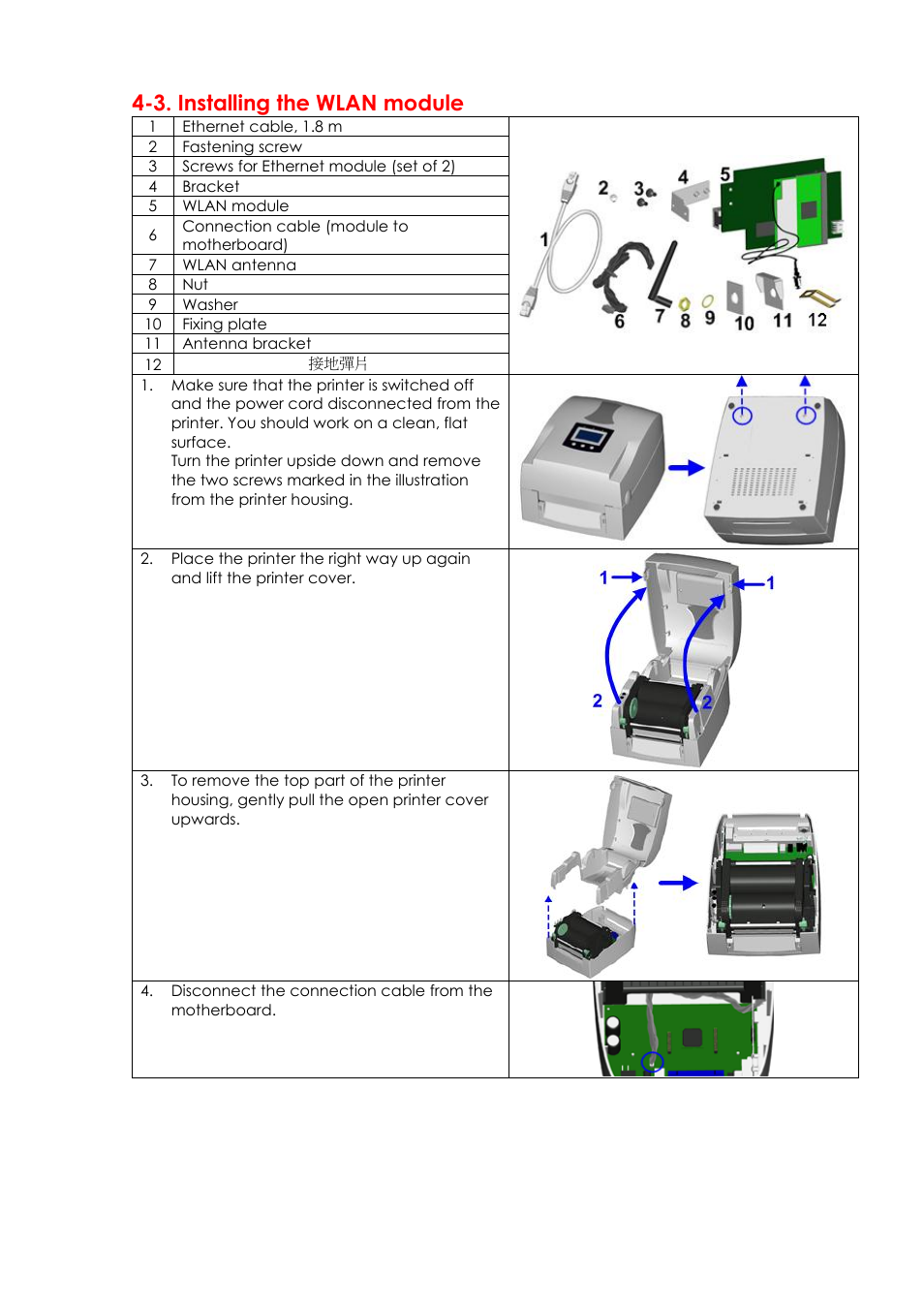 3. installing the wlan module | GoDEX EZPi1000 series User Manual | Page 38 / 46
