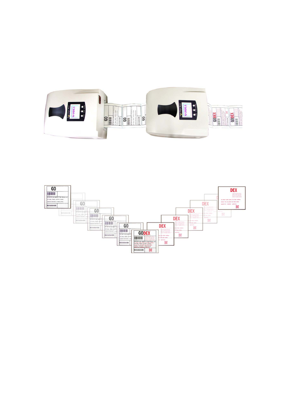 Set up for dual-color printing, 1. how dual-color printing works, Printer # 1 printer # 2 | GoDEX Dual-color Printing System User Manual | Page 5 / 12