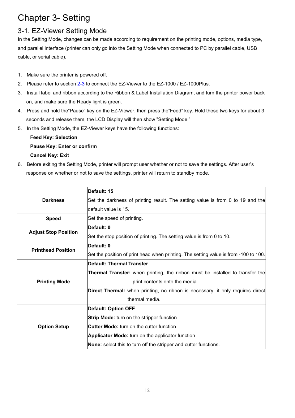 Chapter 3- setting, 1. ez-viewer setting mode | GoDEX EZ Viewer User Manual | Page 13 / 20