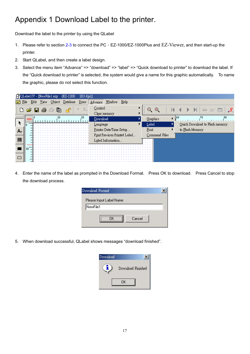 Appendix 1 download label to the printer | GoDEX EZ Viewer User Manual | Page 18 / 20