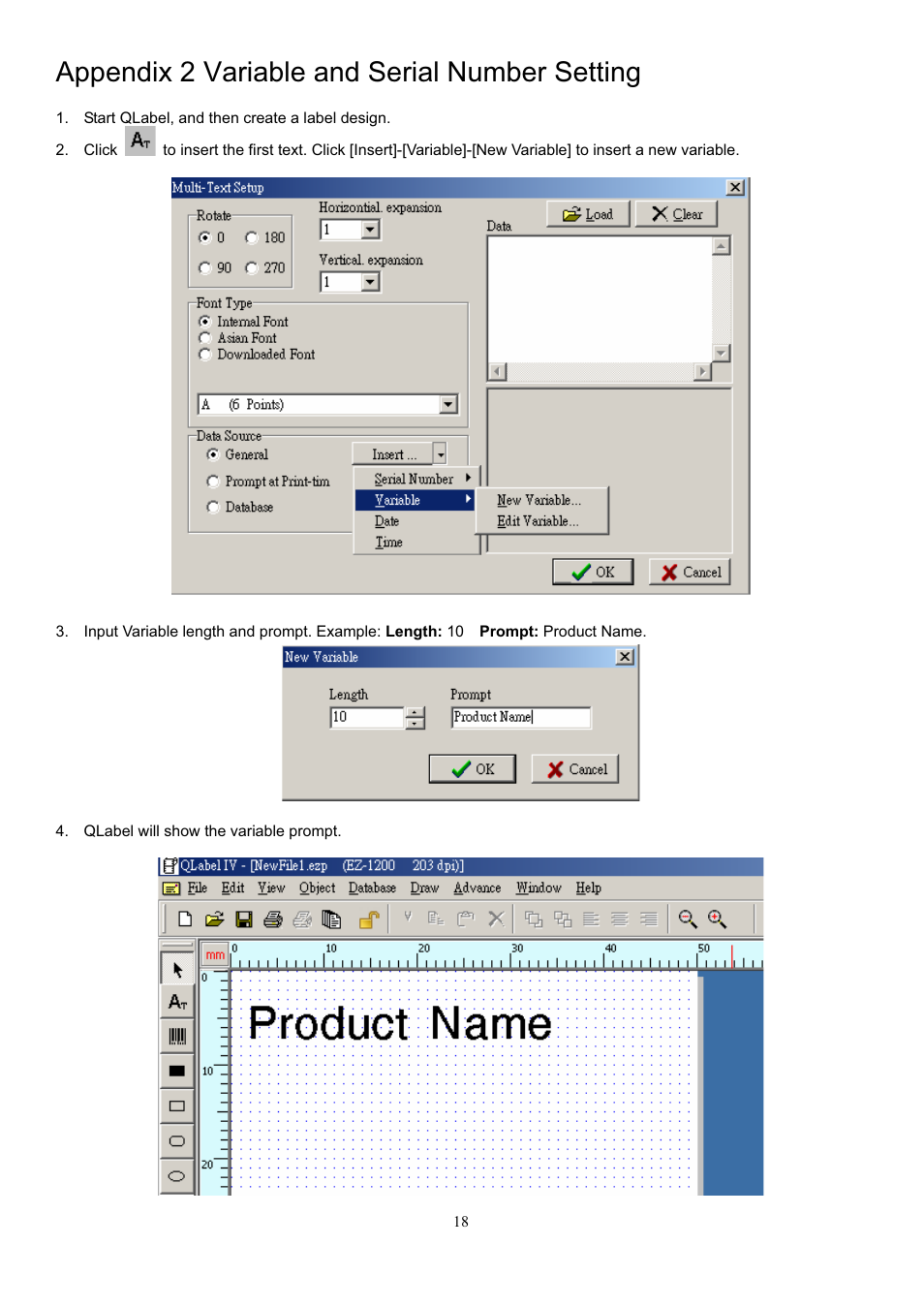 Appendix 2 variable and serial number setting | GoDEX EZ Viewer User Manual | Page 19 / 20