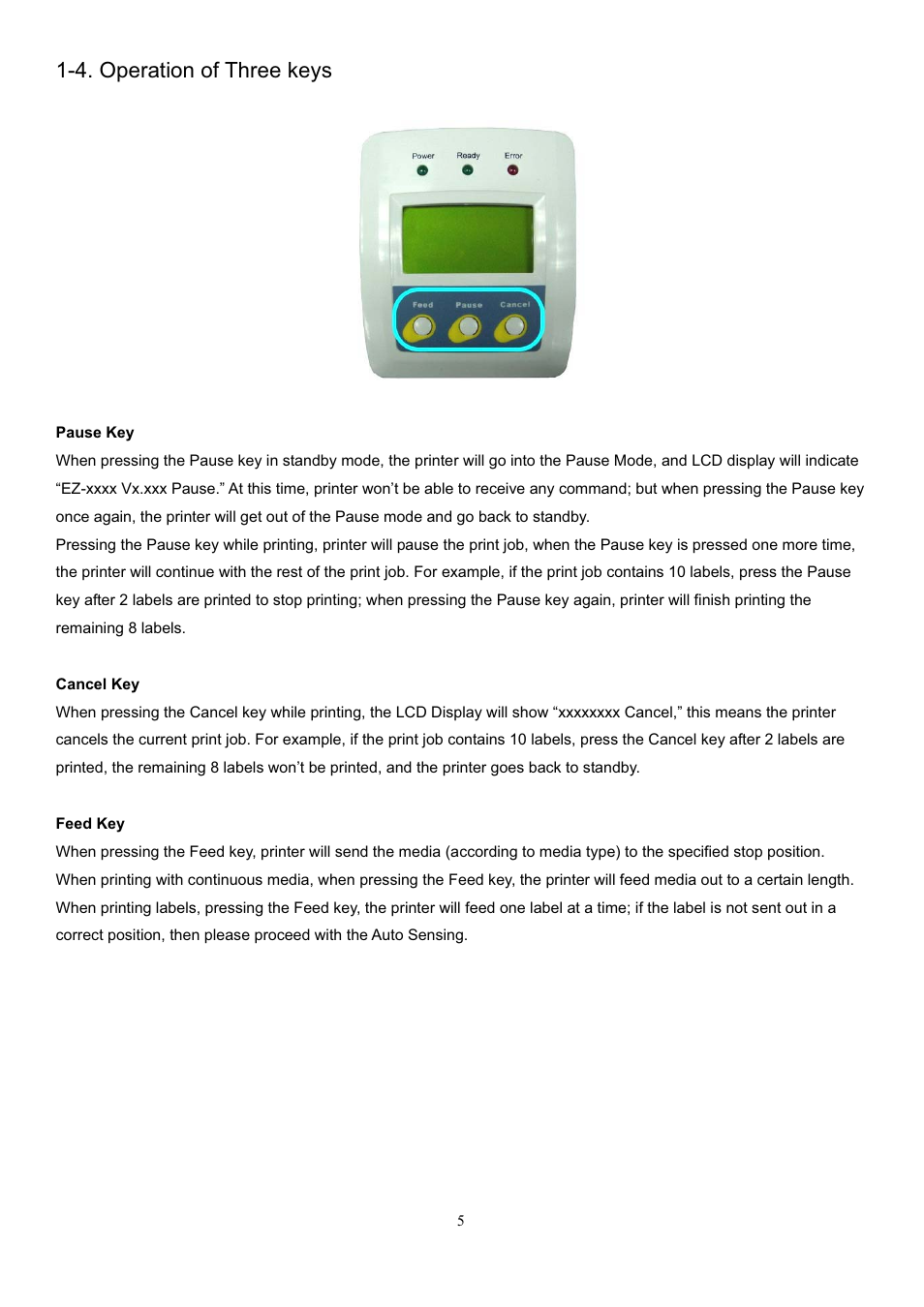 4. operation of three keys | GoDEX EZ Viewer User Manual | Page 6 / 20