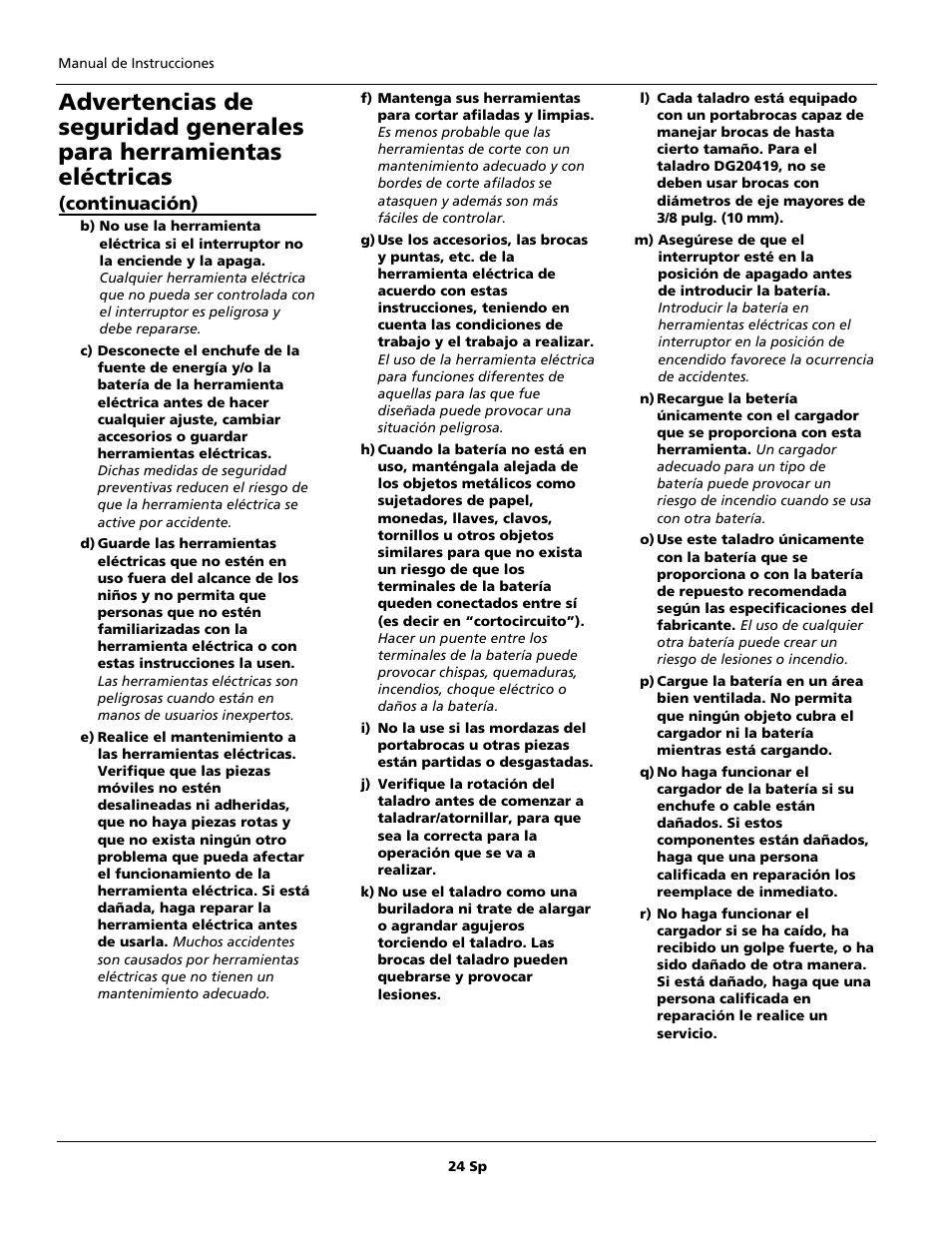 Continuación) | Campbell Hausfeld DG201800CD User Manual | Page 24 / 32