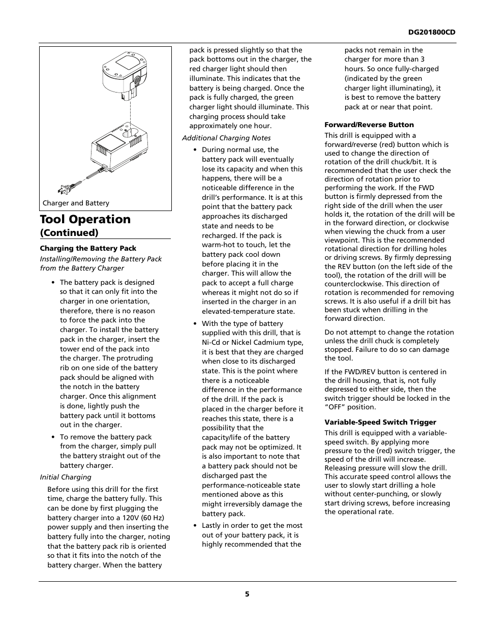 Tool operation, Continued) | Campbell Hausfeld DG201800CD User Manual | Page 5 / 32