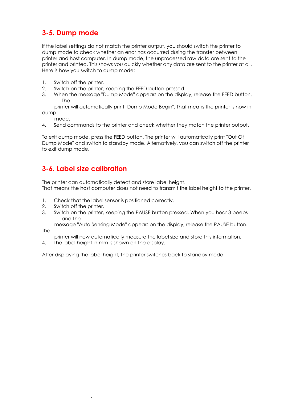 5. dump mode, 6. label size calibration | GoDEX EZ6000Plus series User Manual | Page 29 / 67