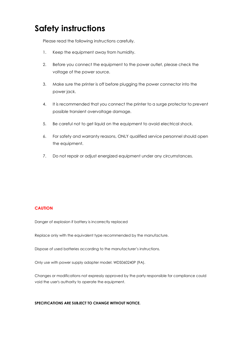 Safety instructions | GoDEX EZ6000Plus series User Manual | Page 3 / 67