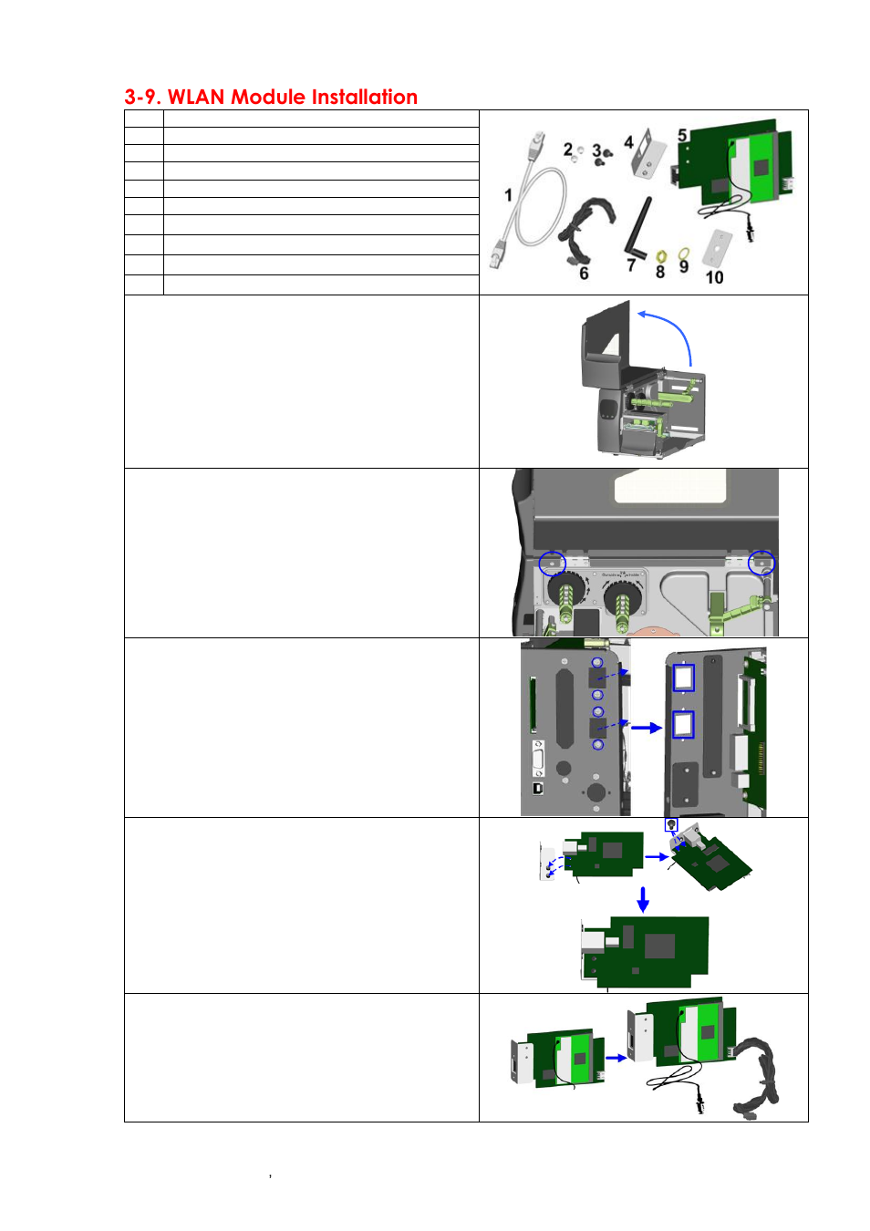 9. wlan module installation | GoDEX EZ6000Plus series User Manual | Page 35 / 67