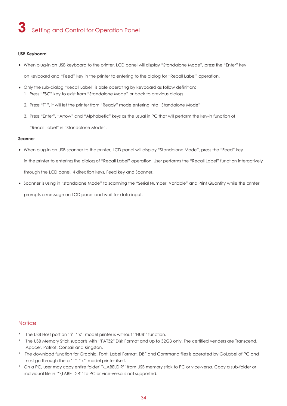 Setting and control for operation panel | GoDEX EZ2250i series User Manual | Page 38 / 67