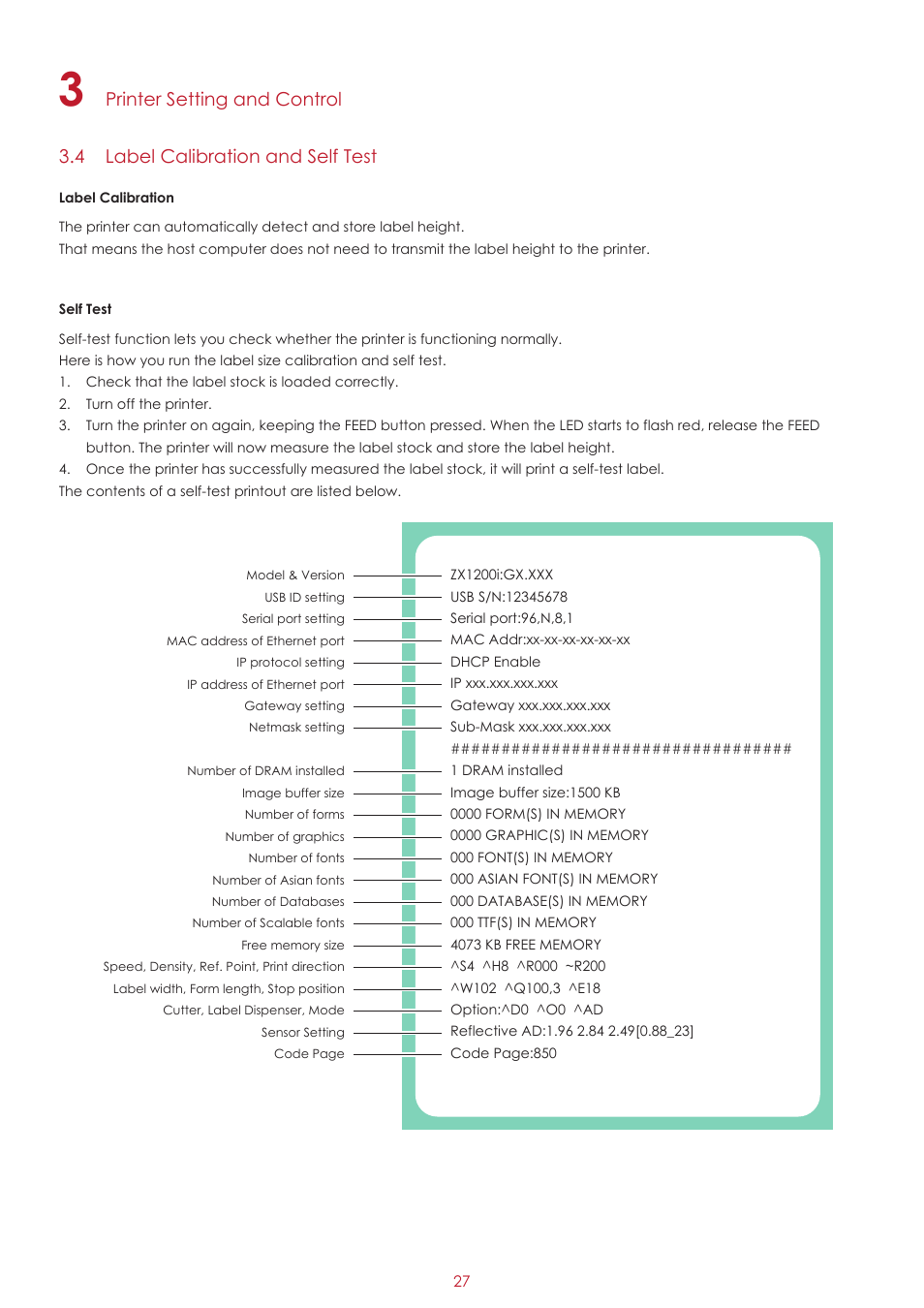 Printer setting and control, 4 label calibration and self test | GoDEX ZX1000i series User Manual | Page 31 / 61