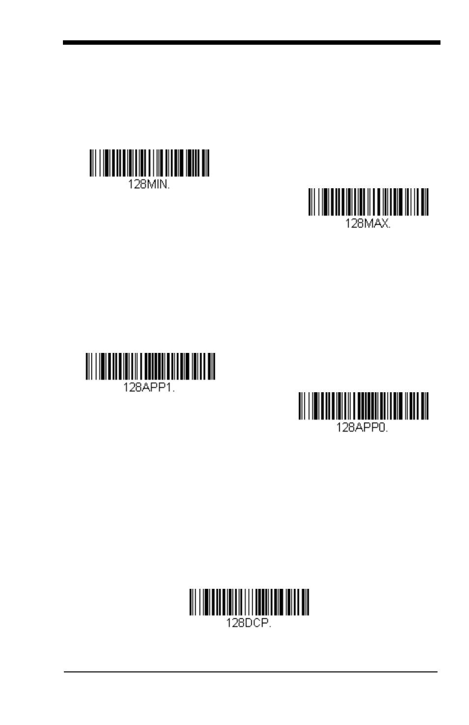 Code 128 message length, Code 128 append, Code 128 code page | GoDEX GS550 User Manual | Page 77 / 140