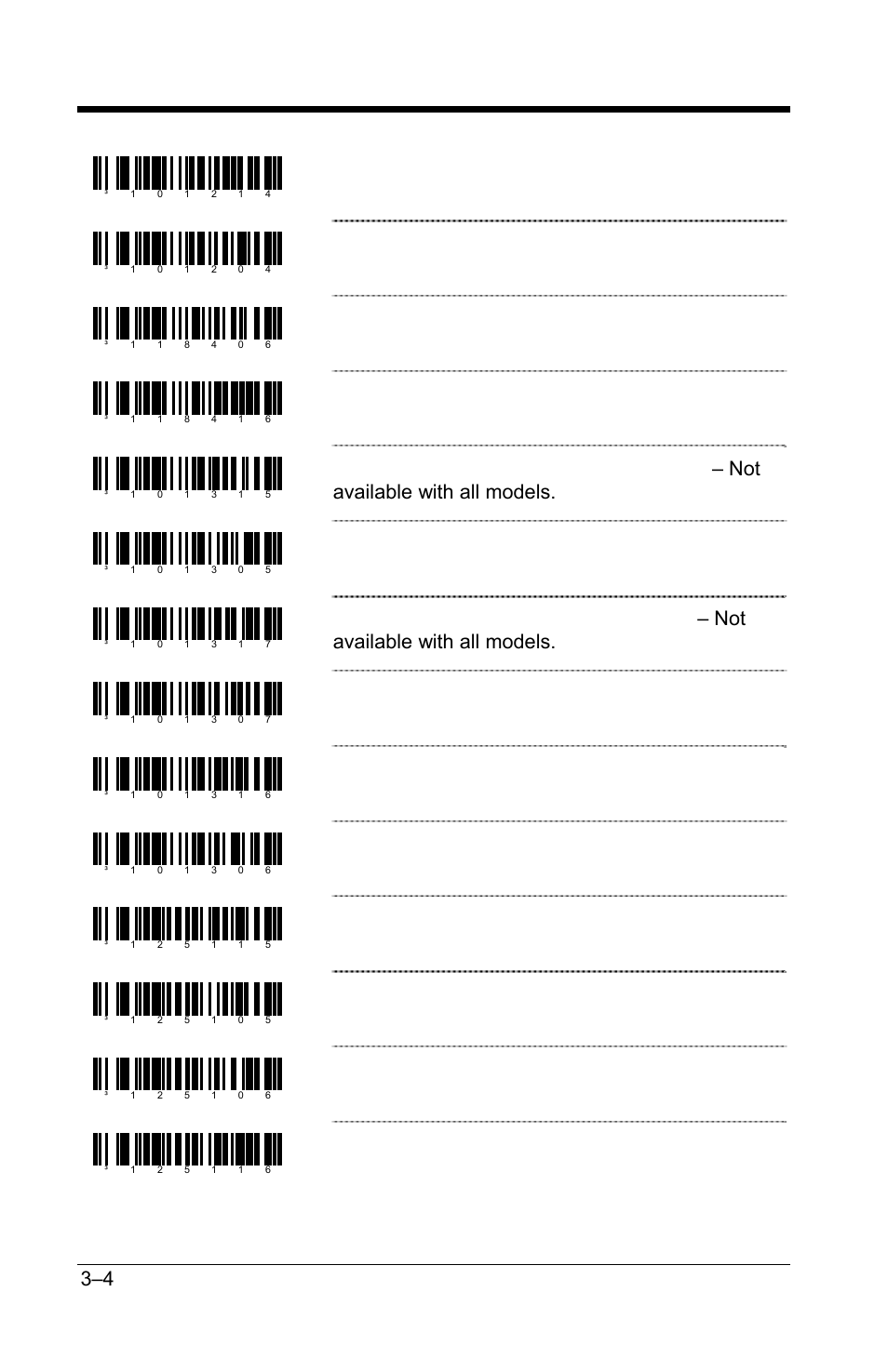 Enable code id’s with supplements, Disable code id’s with supplements, Beep once on supplements | Beep twice on supplements, Disable isbn check digit transmission, Disable bookland to isbn conversion, Enable isbn re-formatting, Disable isbn re-formatting, Enable bookland to isbn 979 conversion, Disable bookland to isbn 979 conversion | GoDEX GS220 User Manual | Page 21 / 82