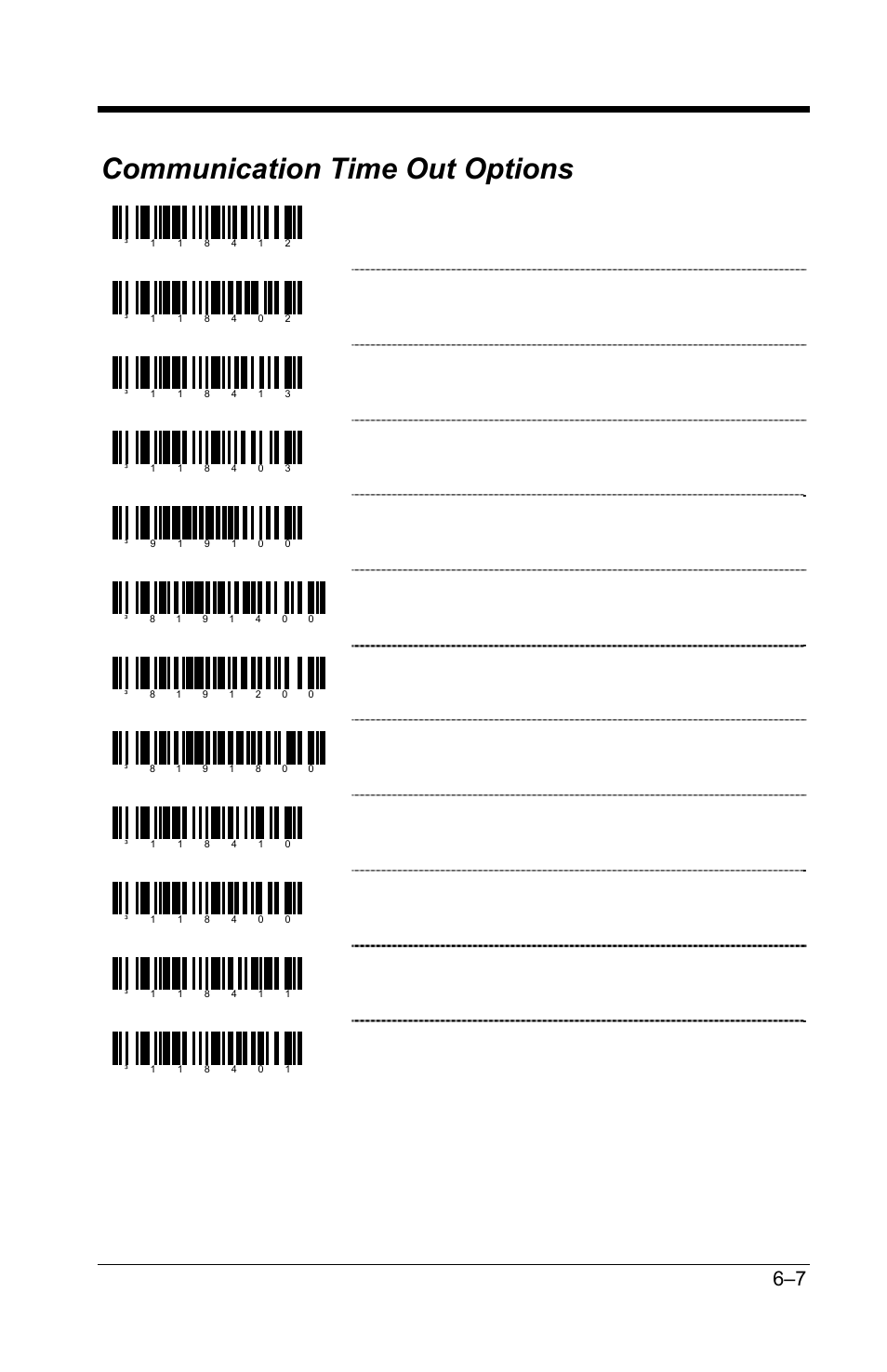 Communication time out options, Communication timeout options –7, Enable communications time out | Disable communications time out, Beep before transmit, Beep after transmit, Variable communications time out, Default communications time out (2 secs), Short communications time out (1 secs), Long communications time out (4 secs) | GoDEX GS220 User Manual | Page 36 / 82