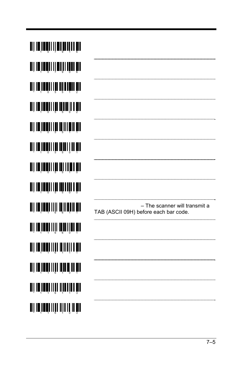 Enable sanyo id characters, Disable sanyo id characters, Enable manufacturer id prefix | Disable manufacturer id prefix, Enable “c” prefix, Disable “c” prefix, Enable “$” prefix id for upc/ean, Disable “$” prefix id for upc/ean, Disable tab prefix, Enable sni beetle mode | GoDEX GS220 User Manual | Page 44 / 82