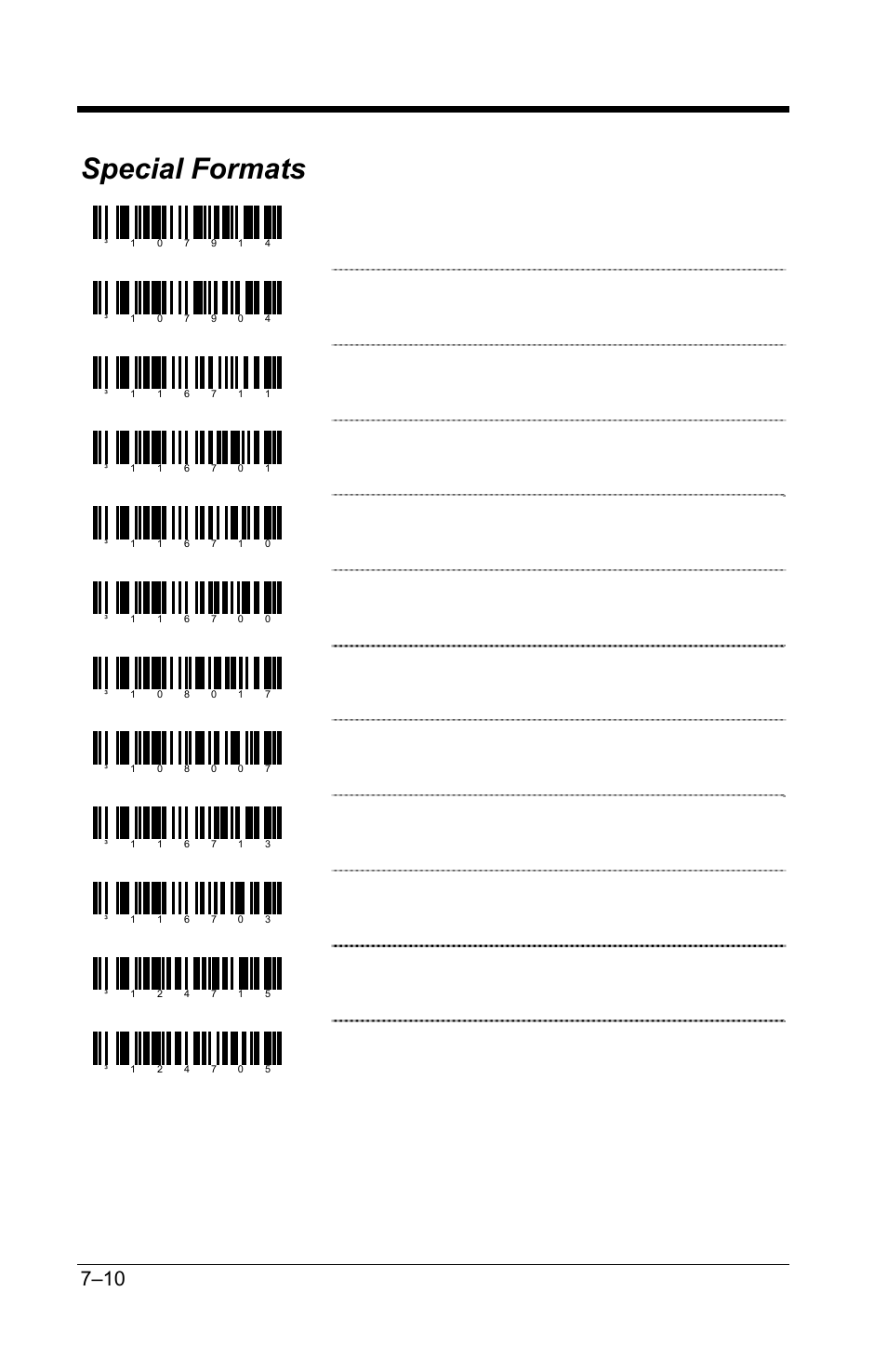 Special formats, Special formats –10, Enable sineko mode | Disable sineko mode, Enable newcode formatting mode a, Disable newcode formatting mode a, Enable newcode formatting mode b, Disable newcode formatting mode b, Remove all leading zero’s, Do not remove leading zero’s | GoDEX GS220 User Manual | Page 49 / 82