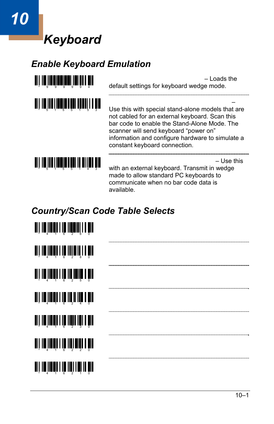 Keyboard, Enable keyboard emulation, Country/scan code table selects | Usa keyboard, Switzerland keyboard, Spain keyboard, Italy keyboard, Germany keyboard, France keyboard, Uk keyboard | GoDEX GS220 User Manual | Page 62 / 82