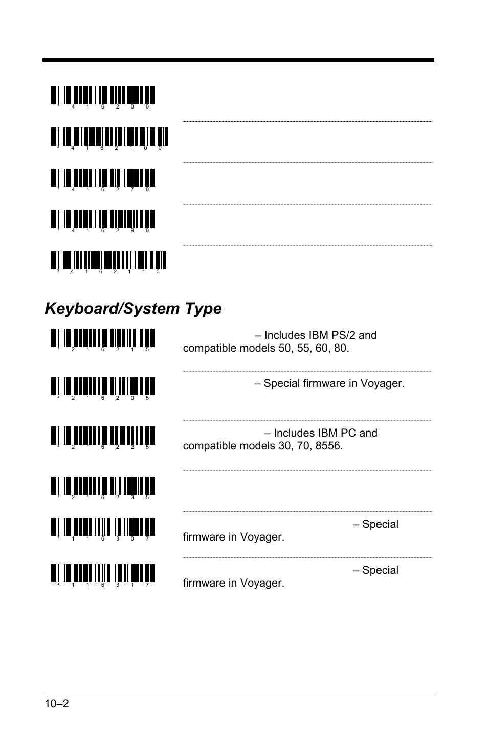 Keyboard/system type, Keyboard/system type –2, Belgium keyboard | Japan keyboard, Ibm 4700 financial keyboard, Sweden/finland keyboard, Slovenian keyboard, Xt keyboard – special firmware in voyager, Enable terminal keyboard emulation | GoDEX GS220 User Manual | Page 63 / 82