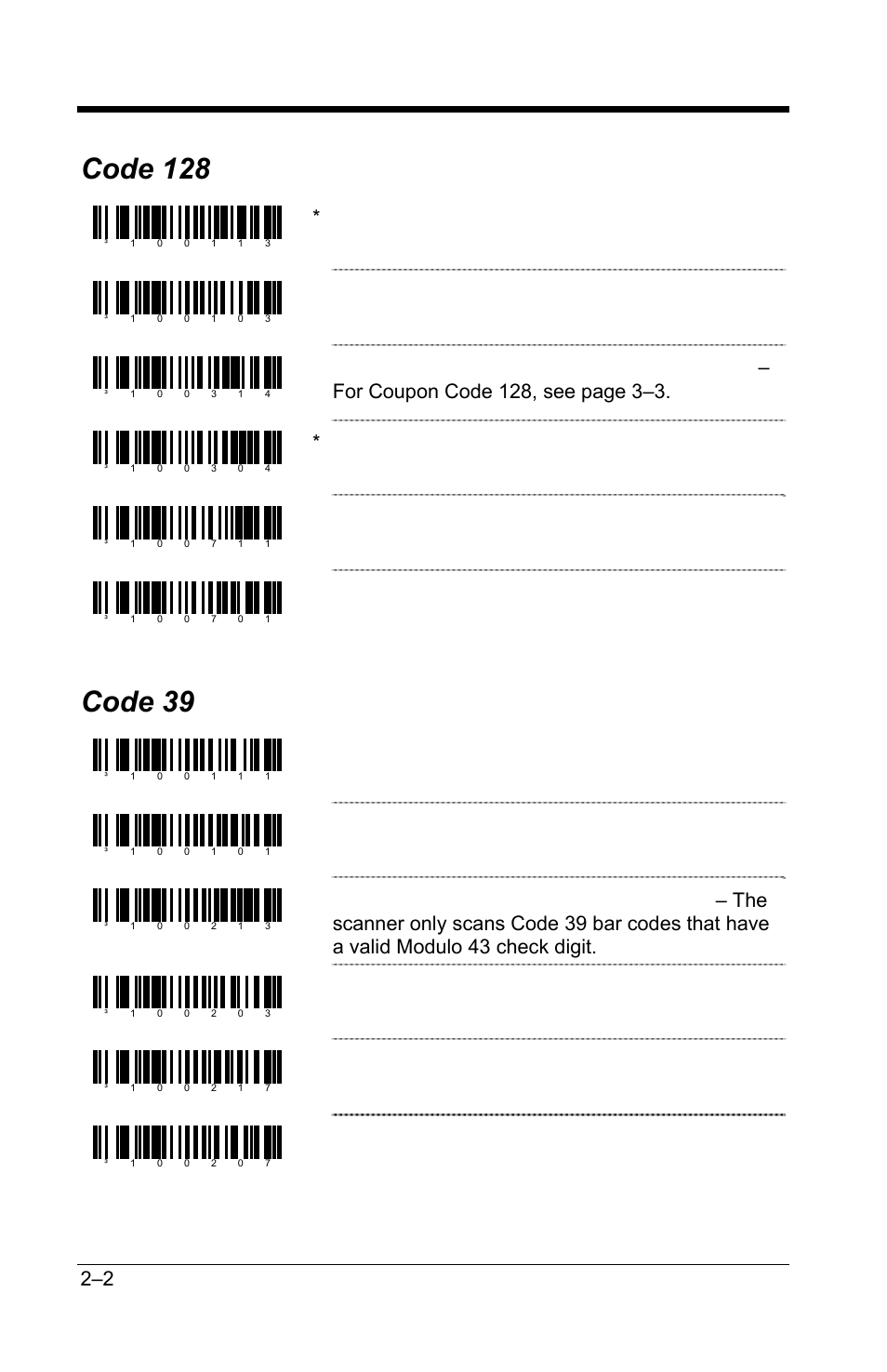 Code 128, Code 39, Code 128 –2 | Code 39 –2, Enable code 128, Disable code 128, Disable ucc/ean-128 ‘]c1’ code formatting, Ignore <fnc4> code 128 characters, Use <fnc4> to determine extended ascii characters, Enable code 39 | GoDEX GS220 User Manual | Page 9 / 82