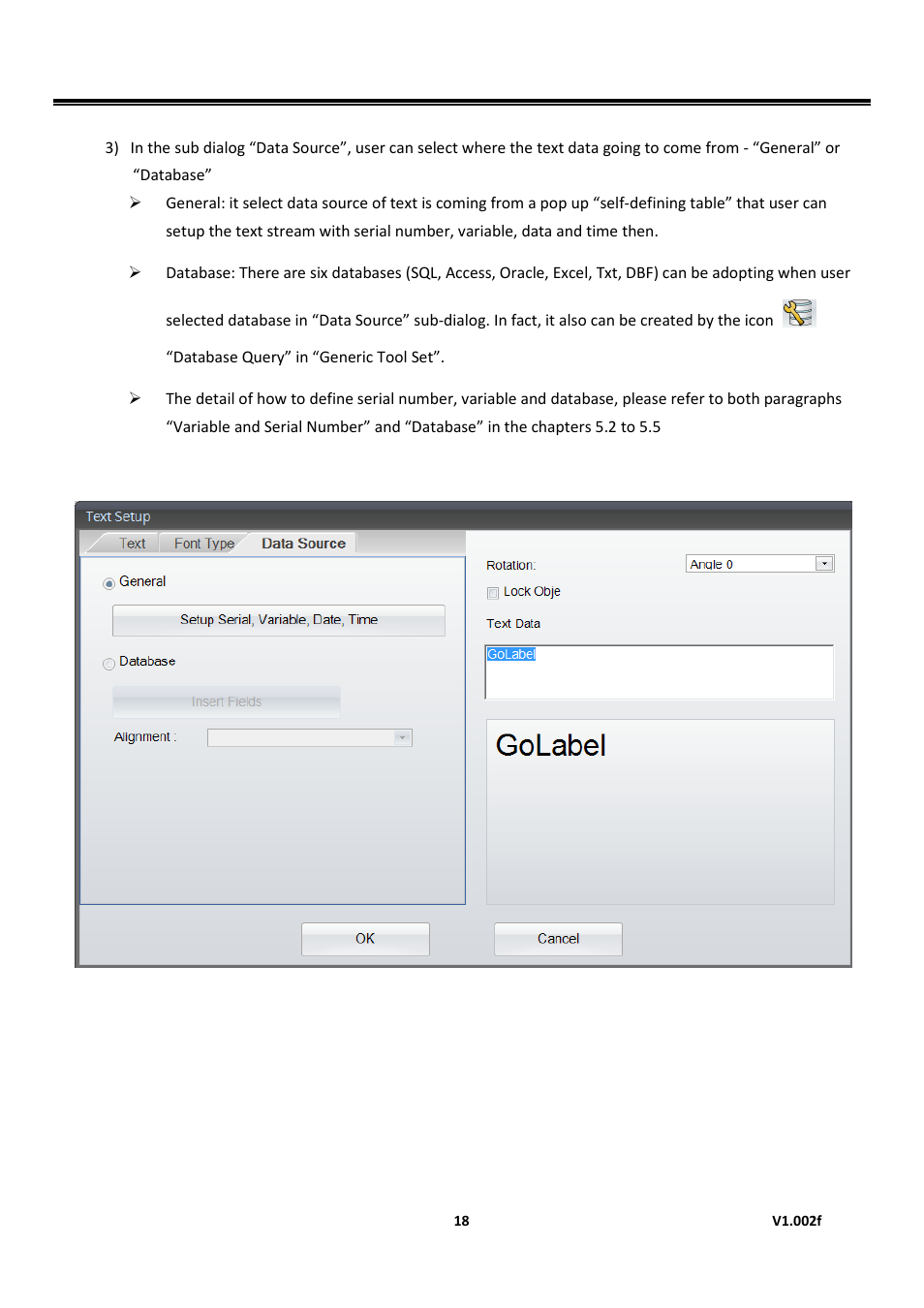 Golabel on-line help | GoDEX GoLabel User Manual | Page 18 / 72